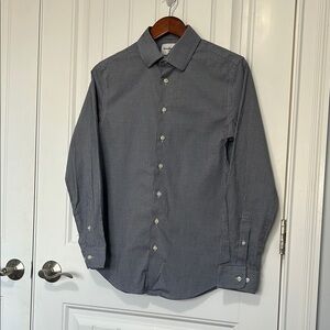 Men's Black and Silver Checkered Button-Up Shirt